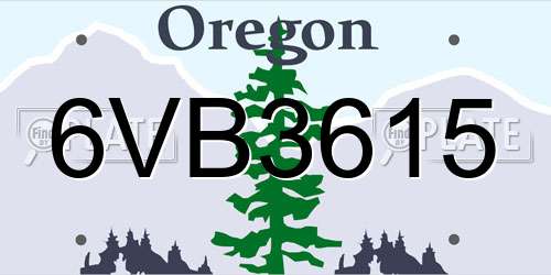 6VB3615 Oregon License Plate