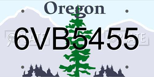 6VB5455 Oregon License Plate