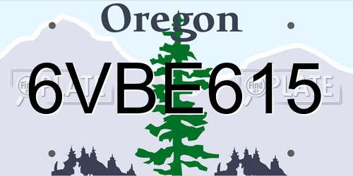 6VBE615 Oregon License Plate
