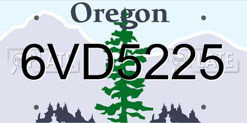 6VD5225 Oregon License Plate