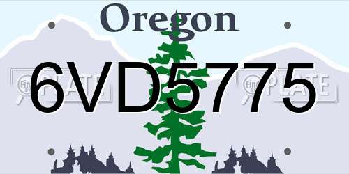 6VD5775 Oregon License Plate
