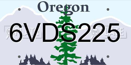 6VDS225 Oregon License Plate