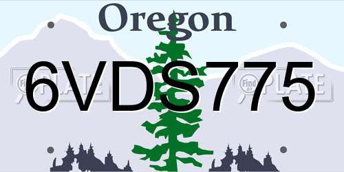 6VDS775 Oregon License Plate