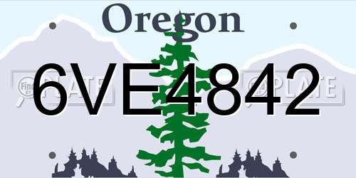 6VE4842 Oregon License Plate
