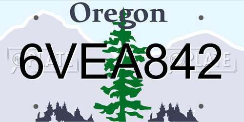 6VEA842 Oregon License Plate