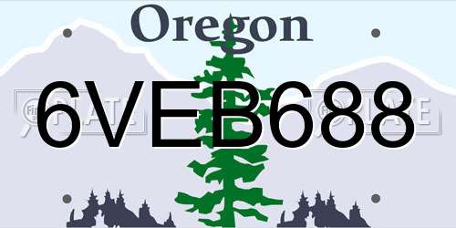 6VEB688 Oregon License Plate
