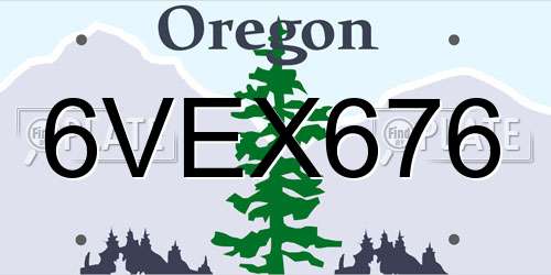 6VEX676 Oregon License Plate