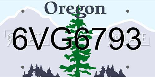 6VG6793 Oregon License Plate