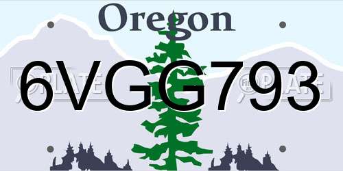 6VGG793 Oregon License Plate