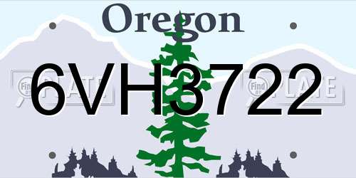 6VH3722 Oregon License Plate