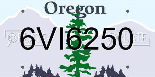 6VI6250 Oregon License Plate