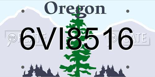 6VI8516 Oregon License Plate