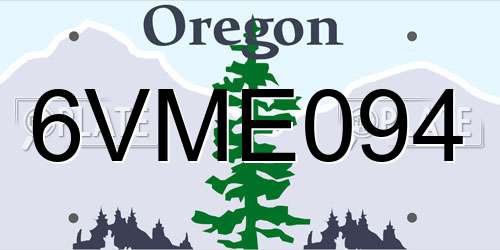 6VME094 Oregon License Plate