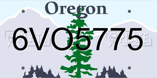 6VO5775 Oregon License Plate