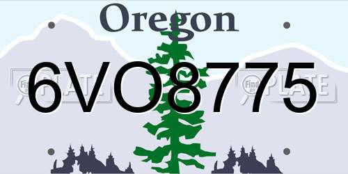 6VO8775 Oregon License Plate