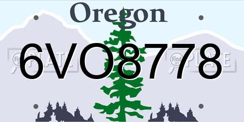 6VO8778 Oregon License Plate