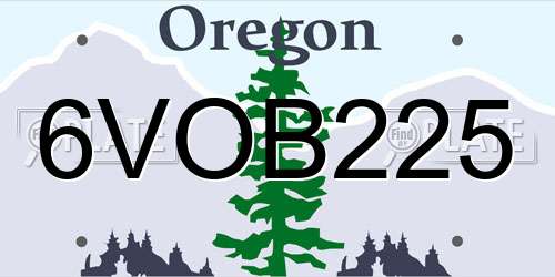 6VOB225 Oregon License Plate