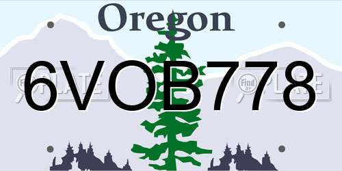 6VOB778 Oregon License Plate