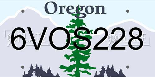 6VOS228 Oregon License Plate