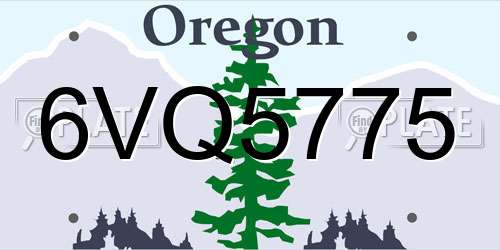 6VQ5775 Oregon License Plate