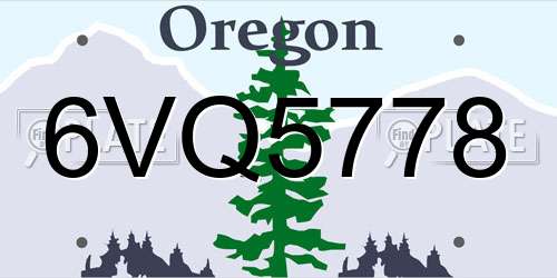 6VQ5778 Oregon License Plate