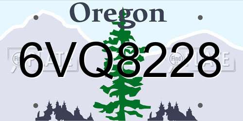 6VQ8228 Oregon License Plate