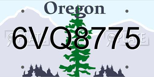 6VQ8775 Oregon License Plate