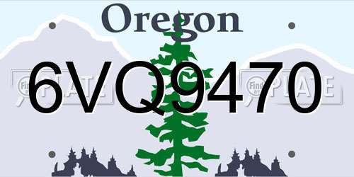 6VQ9470 Oregon License Plate
