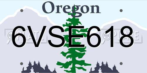 6VSE618 Oregon License Plate