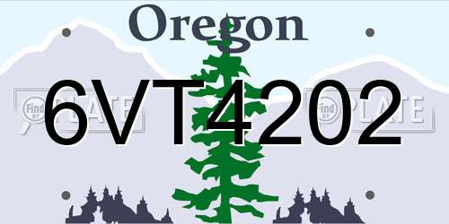 6VT4202 Oregon License Plate