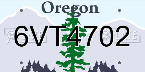 6VT4702 Oregon License Plate