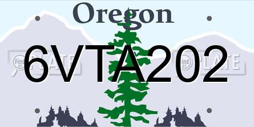 6VTA202 Oregon License Plate