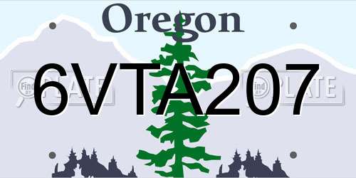 6VTA207 Oregon License Plate
