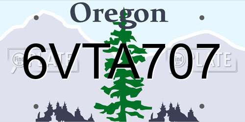 6VTA707 Oregon License Plate