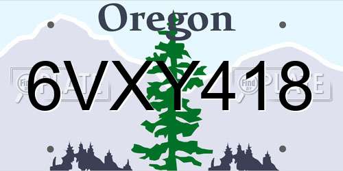 6VXY418 Oregon License Plate