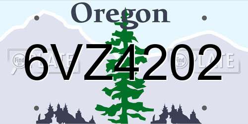 6VZ4202 Oregon License Plate