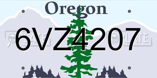 6VZ4207 Oregon License Plate