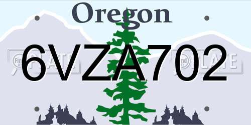 6VZA702 Oregon License Plate