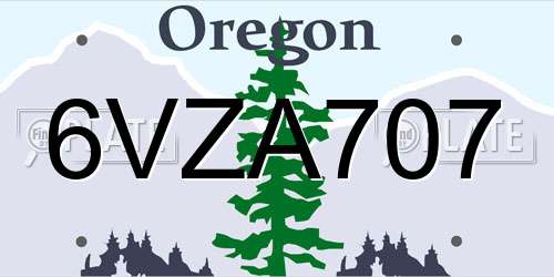 6VZA707 Oregon License Plate
