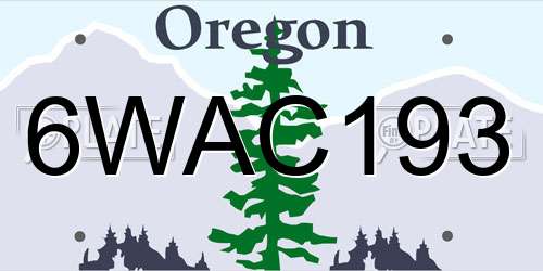 6WAC193 Oregon License Plate