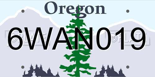 6WAN019 Oregon License Plate