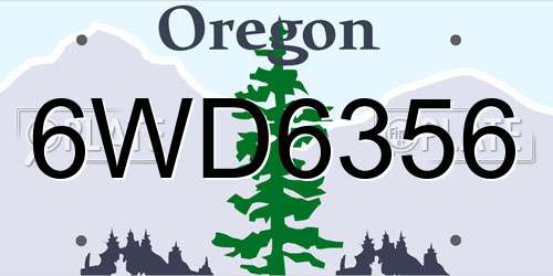 6WD6356 Oregon License Plate