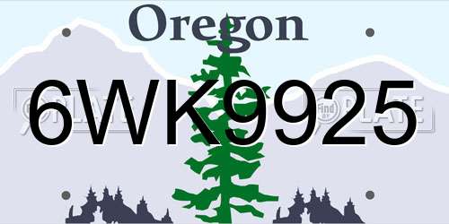 6WK9925 Oregon License Plate