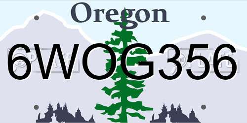 6WOG356 Oregon License Plate