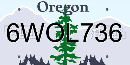 6WOL736 Oregon License Plate
