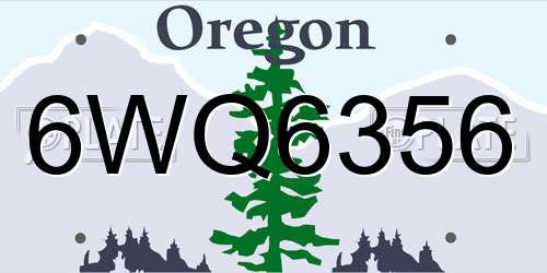 6WQ6356 Oregon License Plate