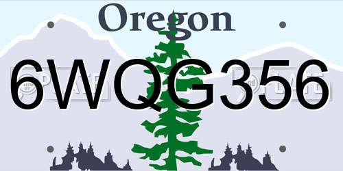 6WQG356 Oregon License Plate