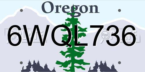 6WQL736 Oregon License Plate
