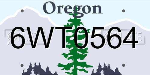 6WT0564 Oregon License Plate