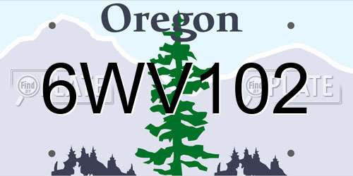 6WV102 Oregon License Plate